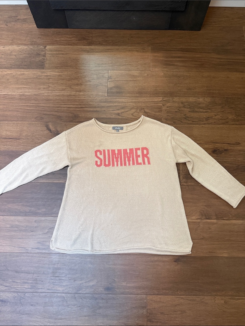 Women Beige 'SUMMER' Long Sleeve Top - Coral Lettering